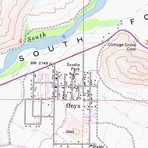 Topographic Map of Scodie Park, CA