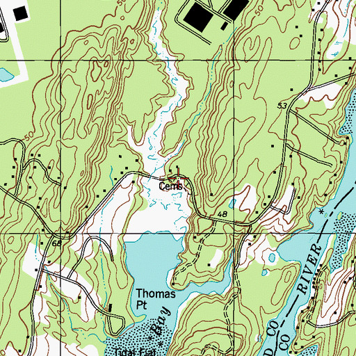 Topographic Map of Adams Cemetery, ME