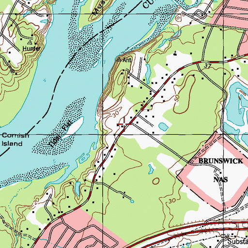 Topographic Map of Annie Simpson Grave, ME