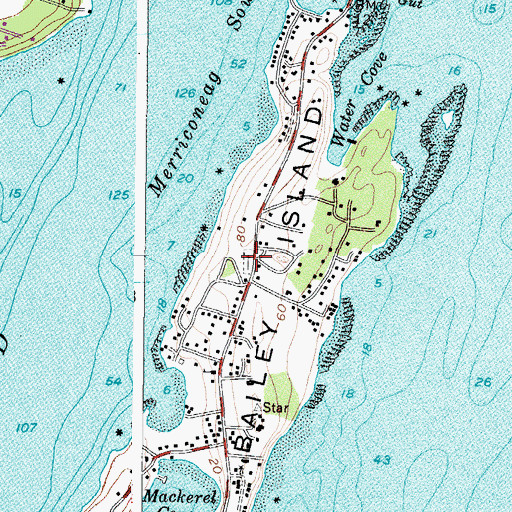 Topographic Map of Bailey Island Cemetery, ME