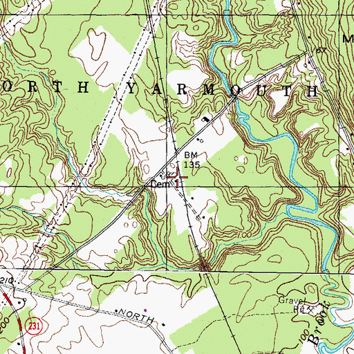 Topographic Map of Bowie Cemetery, ME