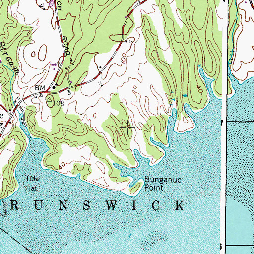 Topographic Map of Bunganuc Cemetery, ME