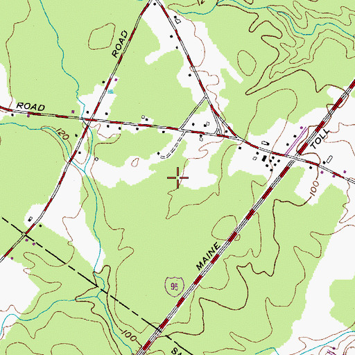 Topographic Map of Fenderson Marshall Cemetery, ME