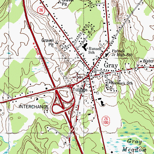 Topographic Map of Gray Village Cemetery, ME