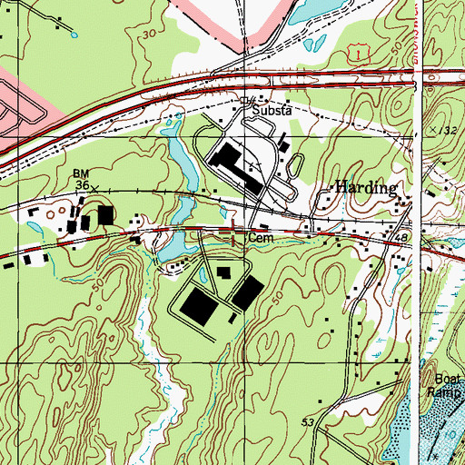 Topographic Map of Harding Cemetery, ME