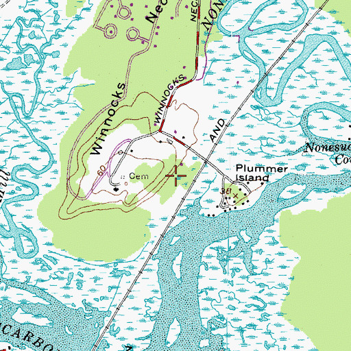Topographic Map of Indian Cemetery, ME