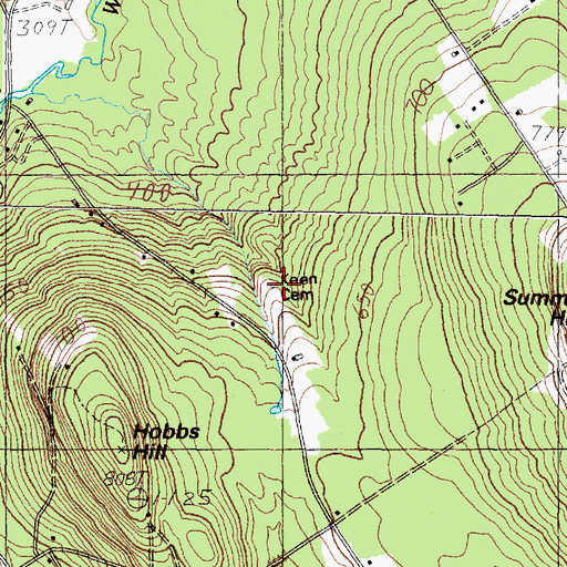 Topographic Map of Keene Cemetery, ME