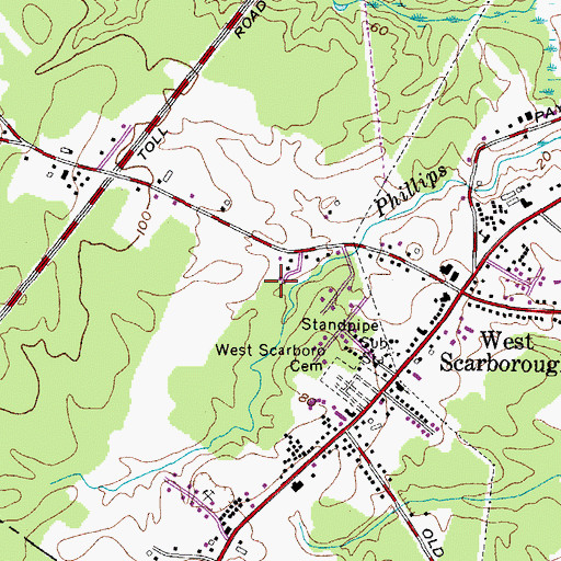 Topographic Map of King Cemetery, ME
