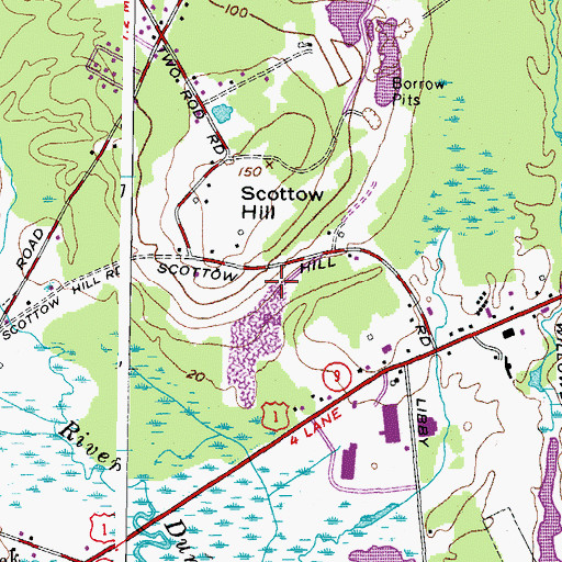 Topographic Map of King Cemetery, ME
