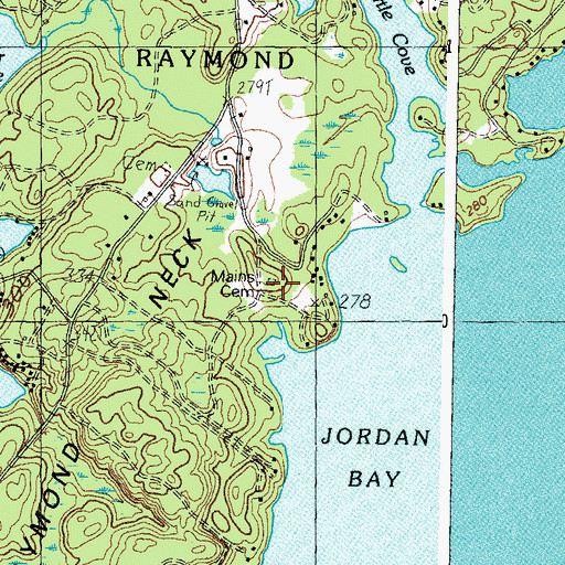 Topographic Map of Mains Cemetery, ME