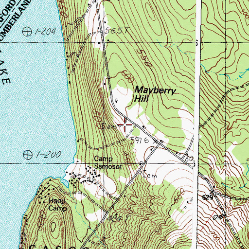 Topographic Map of Mayberry Cemetery, ME