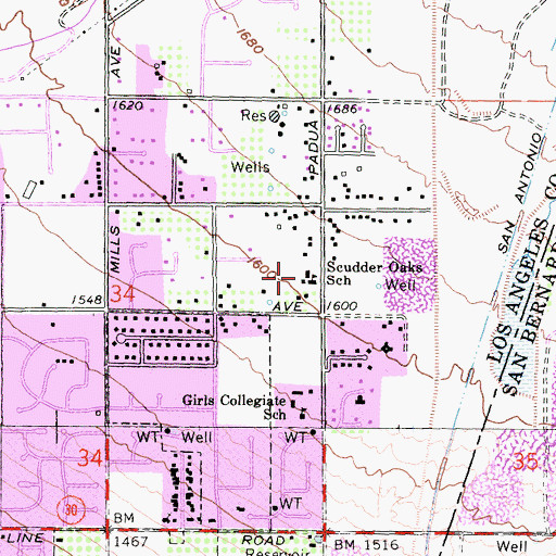 Topographic Map of Scudder Oaks School, CA