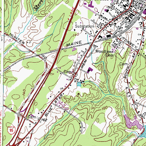 Topographic Map of First Parish Cementery, ME