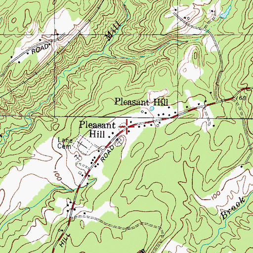 Topographic Map of Pleasant Hill Cemetery, ME