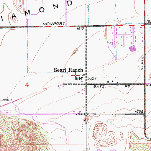 Topographic Map of Searl Ranch, CA
