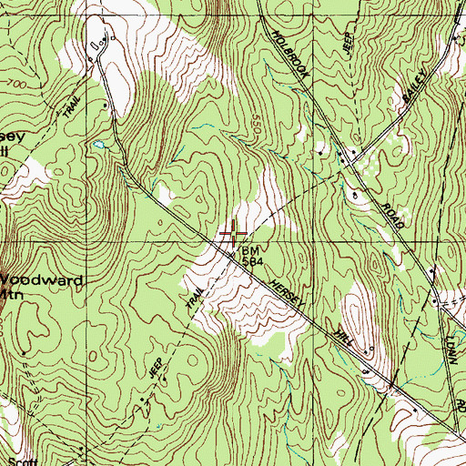 Topographic Map of Baker Cemetery, ME
