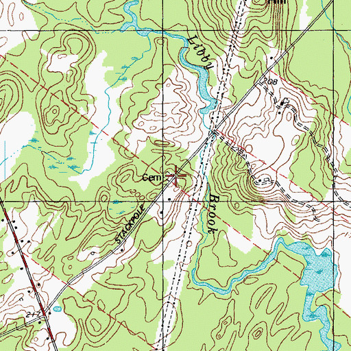 Topographic Map of Bradbury Cemetery, ME