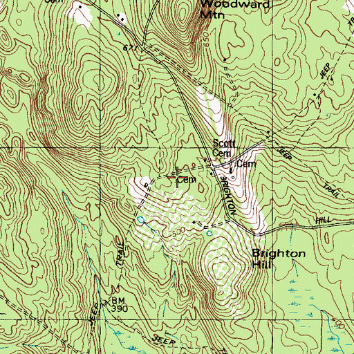 Topographic Map of Chandler Cemetery, ME