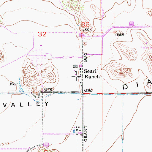 Topographic Map of Searl Ranch, CA