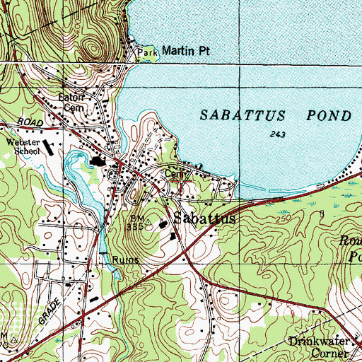 Topographic Map of Coombs Cemetery, ME