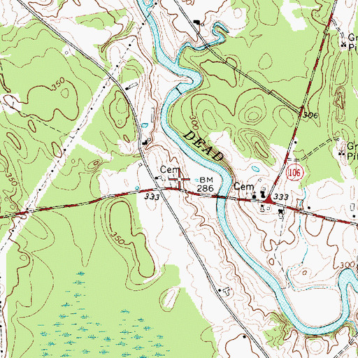 Topographic Map of Fairview Cemetery, ME