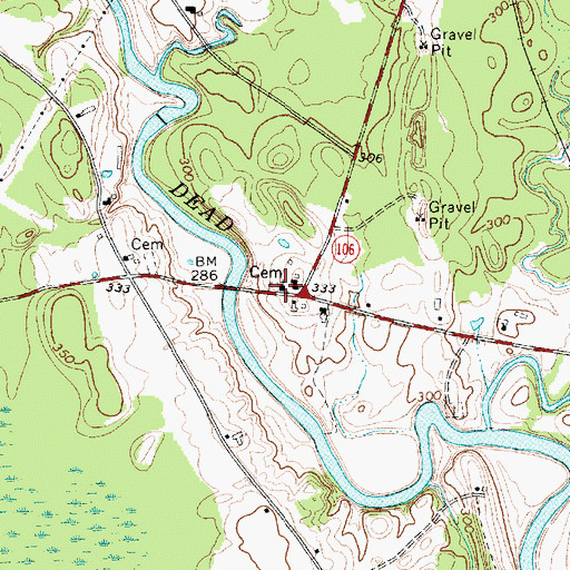 Topographic Map of Foss Cemetery, ME