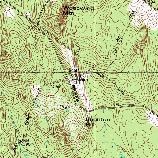 Topographic Map of Freeman Cemetery, ME