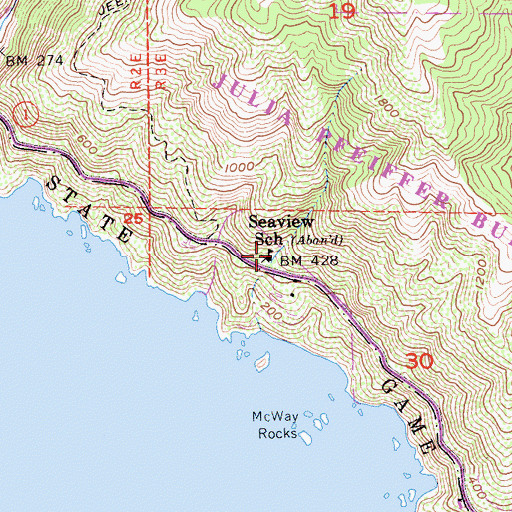 Topographic Map of Seaview School, CA