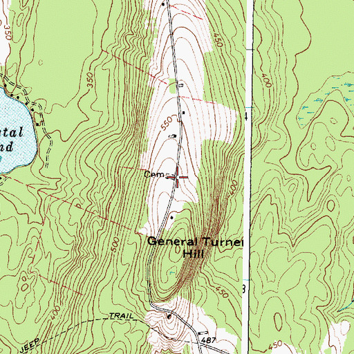 Topographic Map of General Turner Hill Cemetery, ME