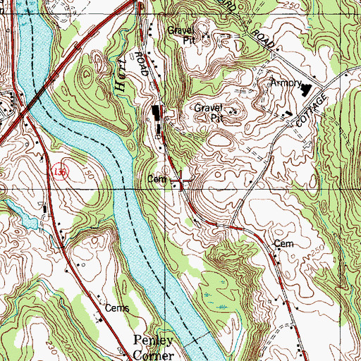 Topographic Map of Goddard Cemetery, ME