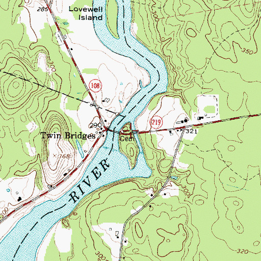 Topographic Map of Island Cemetery, ME