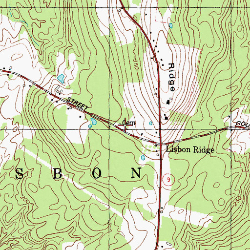 Topographic Map of Lisbon Ridge Cemetery, ME
