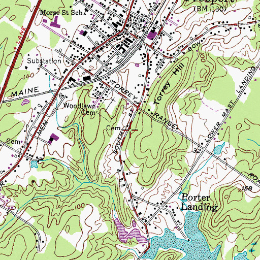 Topographic Map of Porters Landing Cemetery, ME