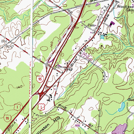 Topographic Map of Randall Cemetery, ME