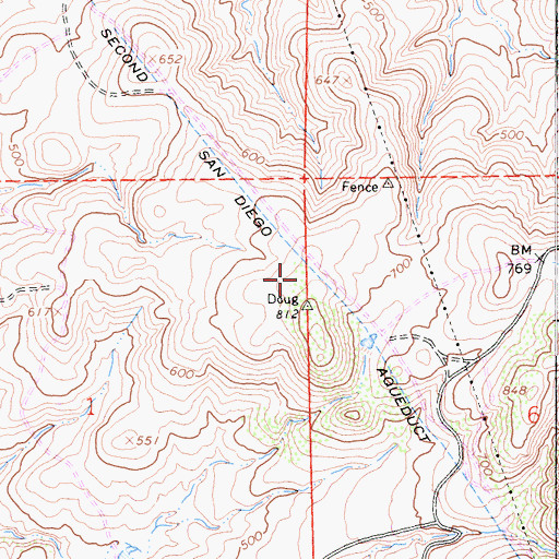 Topographic Map of Second San Diego Aqueduct, CA