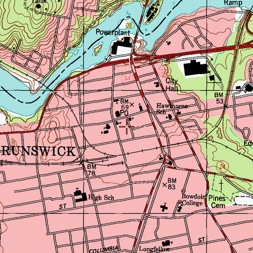 Topographic Map of Saint Paul's Memorial Garden, ME