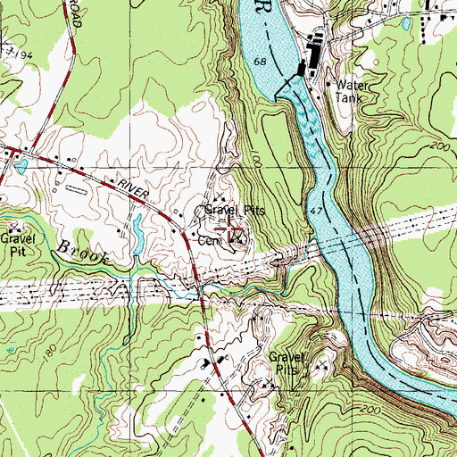 Topographic Map of Simpson Cemetery, ME