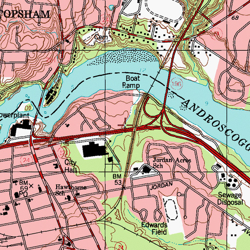 Topographic Map of Town Farm Cemetery, ME