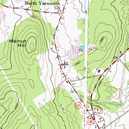 Topographic Map of Walnut Hill Cemetery, ME