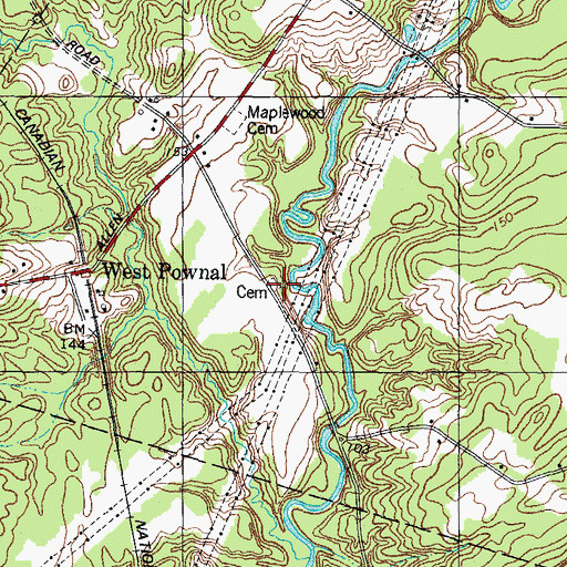 Topographic Map of Warren Cemetery, ME