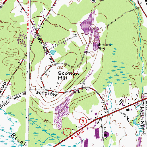 Topographic Map of Waterhouse Cemetery, ME