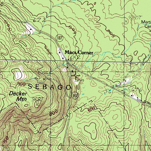 Topographic Map of Whitten Field Cemetery, ME