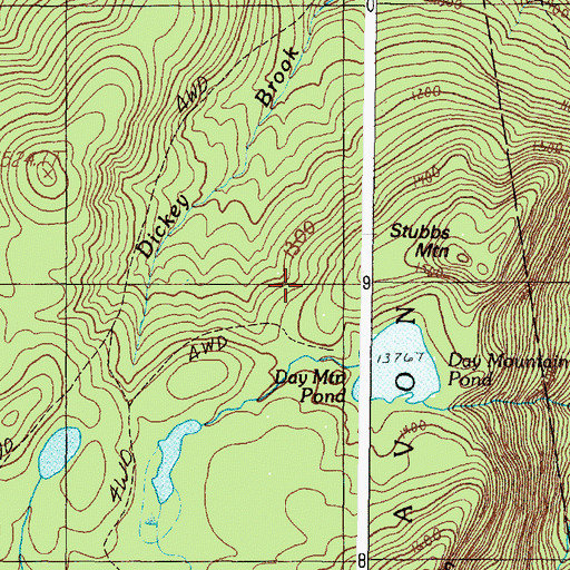 Topographic Map of Day Mountain Cemetery, ME