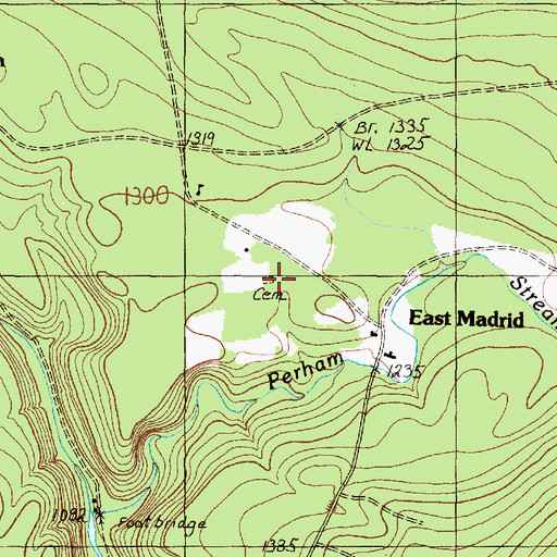 Topographic Map of East Madrid Cemetery, ME