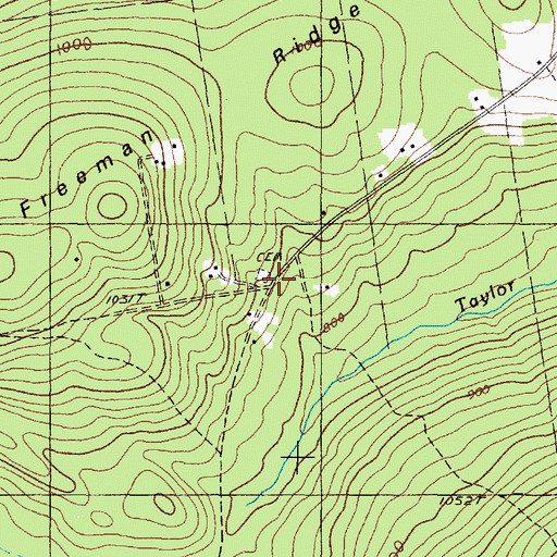 Topographic Map of Freeman Ridge Cemetery, ME