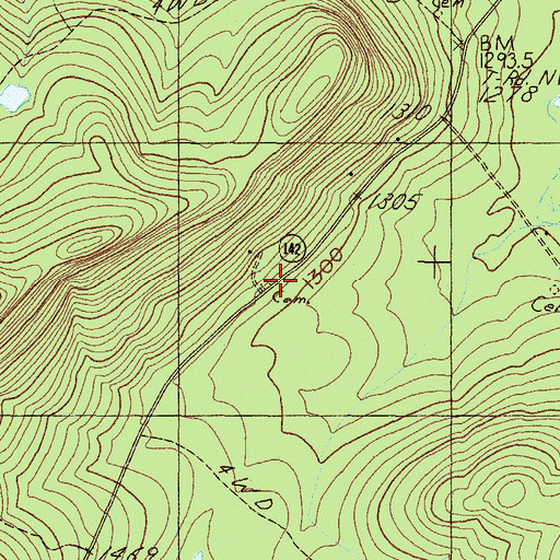 Topographic Map of Harnden Cemetery, ME