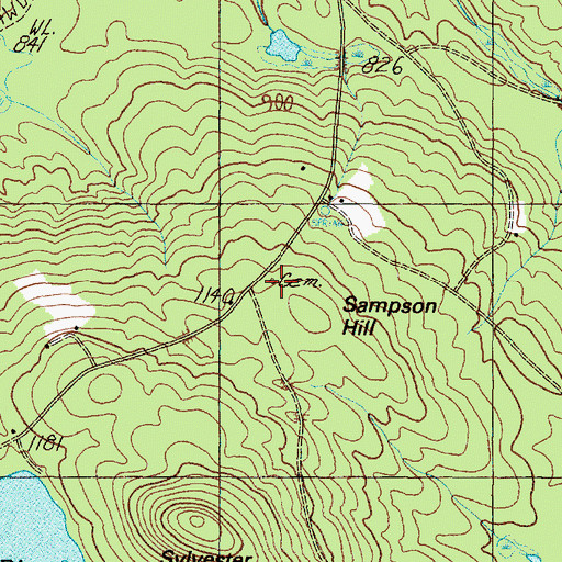 Topographic Map of Mount Blue Cemetery, ME