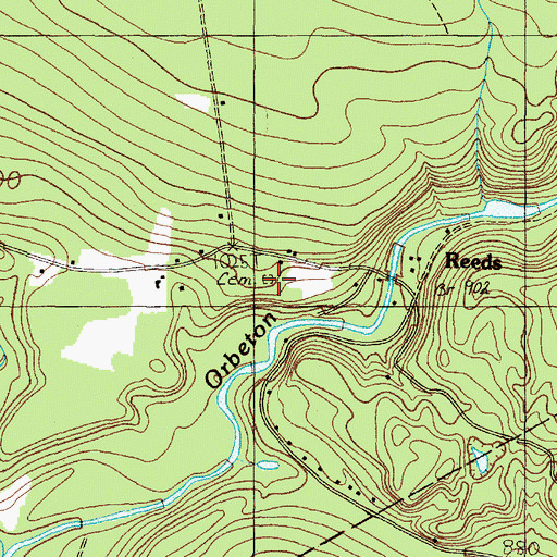 Topographic Map of Reeds Mill Cemetery, ME