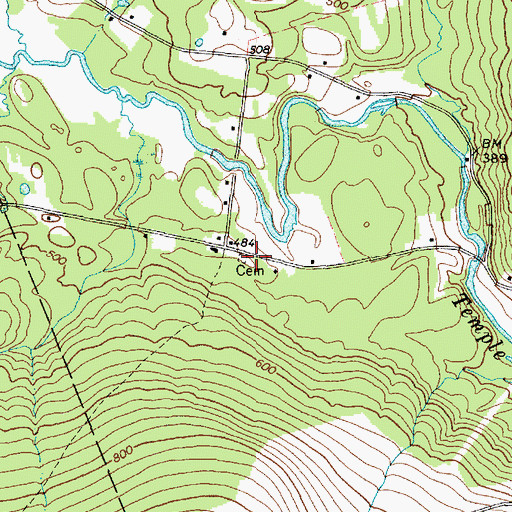 Topographic Map of Russell Cemetery, ME