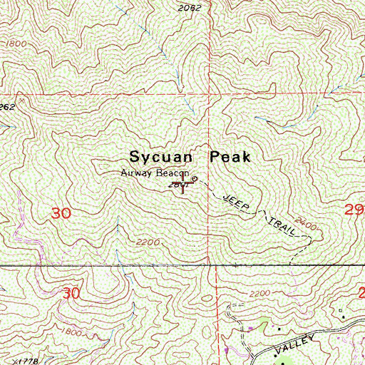 Topographic Map of Sycuan Peak, CA